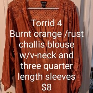 Torrid 4 Rust Orange Blouse